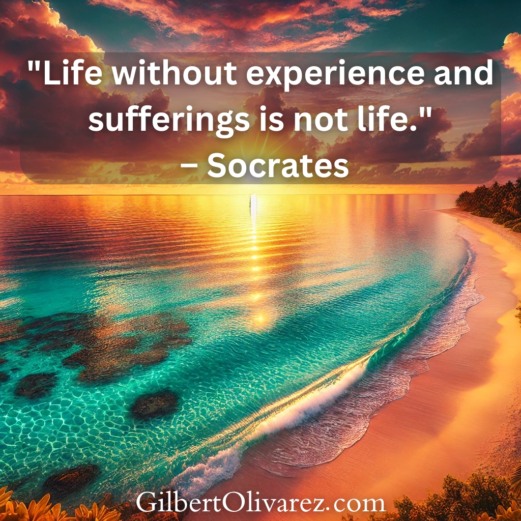 "Life without experience and sufferings is not life." – Socrates "Life without experience and sufferings is not life." – Socrates