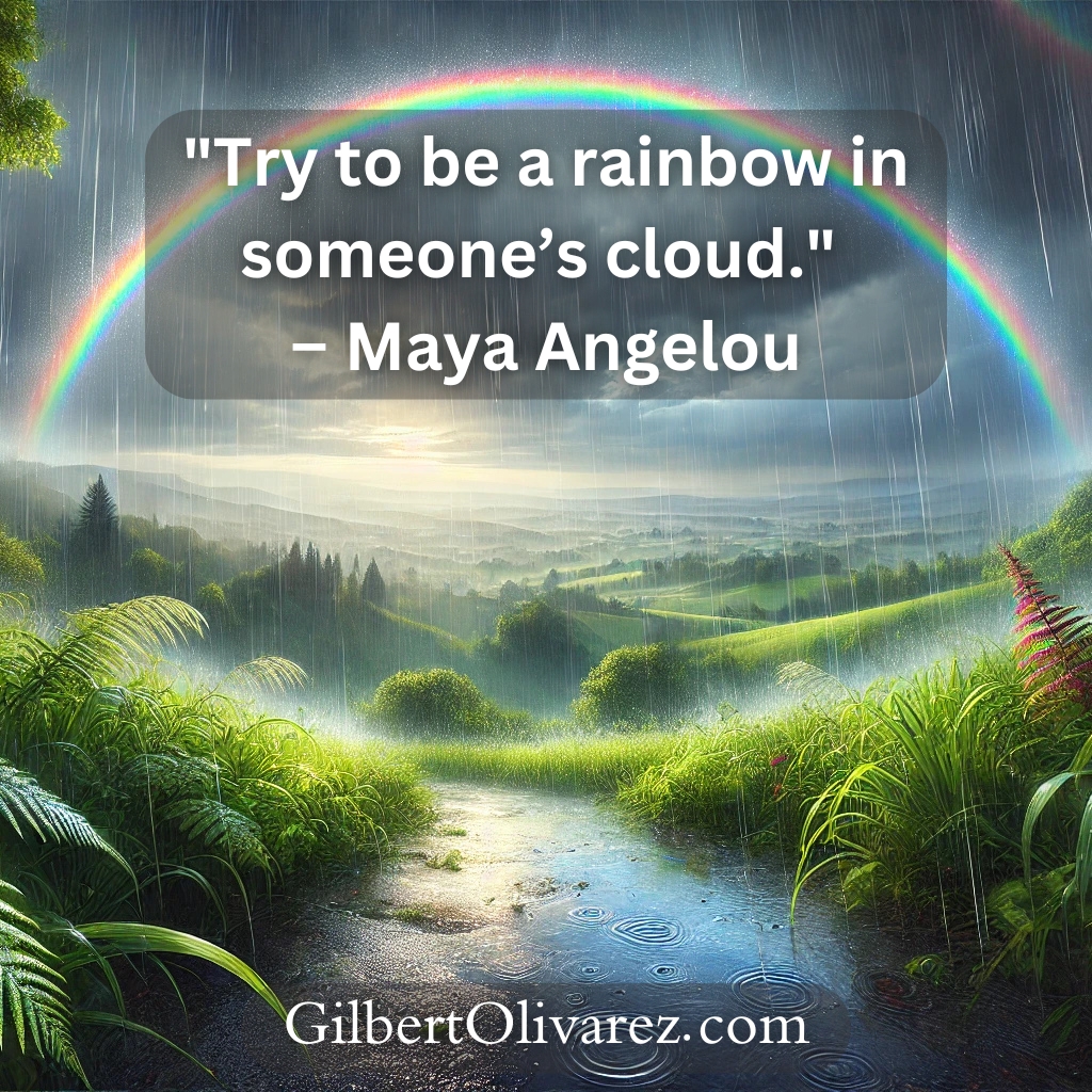 "Try to be a rainbow in someone’s cloud." – Maya Angelou "Try to be a rainbow in someone’s cloud." – Maya Angelou